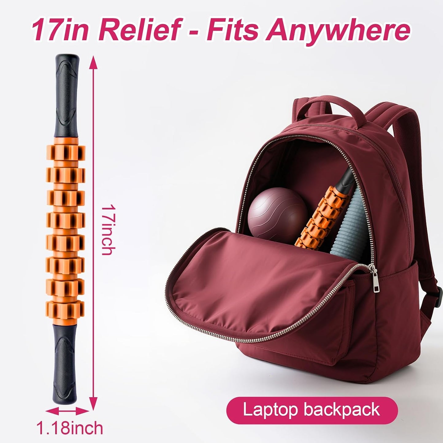 Massage Roller, Muscle Roller Stick, Therapy Roller Stick for Legs, Calf, Thigh, Lipo Roller for Relief Muscles, Deep Tissue Massage Rolling Pin for Trigger Points, Help Sore Muscle Recovery