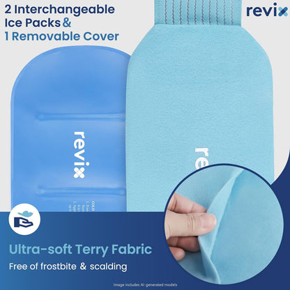 REVIX Ice Pack for Injuries Reusable, 2-Pack Hot & Cold Gel Wrap with Strap