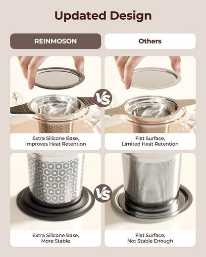 304 Stainless Steel Tea Infuser for Loose Leaf Tea Steeper | Extra Fine Mesh Large Tea Strainers & Filters with Food Grade Silicone, Tea Diffusers for Loose Tea, Cup, Mug, Teapot