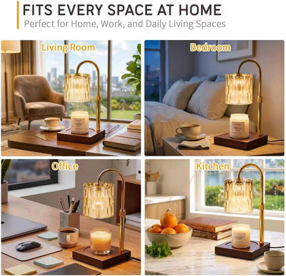 Candle Warmer Lamp with 3 Bulbs, Adjustable Height Dimmable Candle Warmer with Timer, Candle Lamp with Charming Gift Box Ribbon,Birthday Gifts for Women Mom, House Warming Gifts New Home Decor