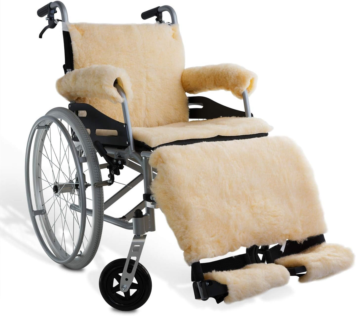 NYOrtho Faux Synthetic Sheepskin Wheelchair Armrest Cushion Pads