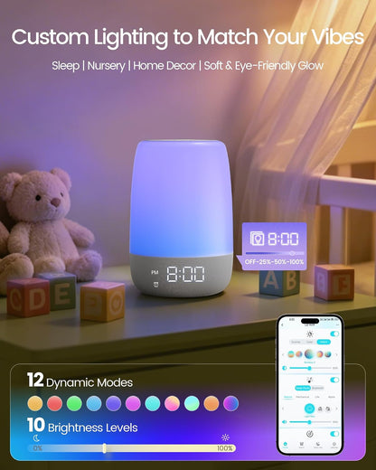 Glocusent White Noise Sound Machine for Sleep, 45 Sleep Sounds