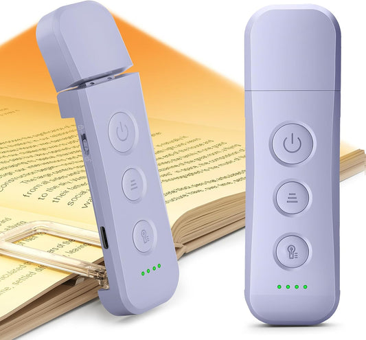Glocusent 12 LED Book Light, Reading Lights for Books in Bed with 5 Colors & 5 Brightness, Portable Clip on Reading Light, USB-C Rechargeable for 200H with Travel Lock, Perfect Gifts for Book Lovers