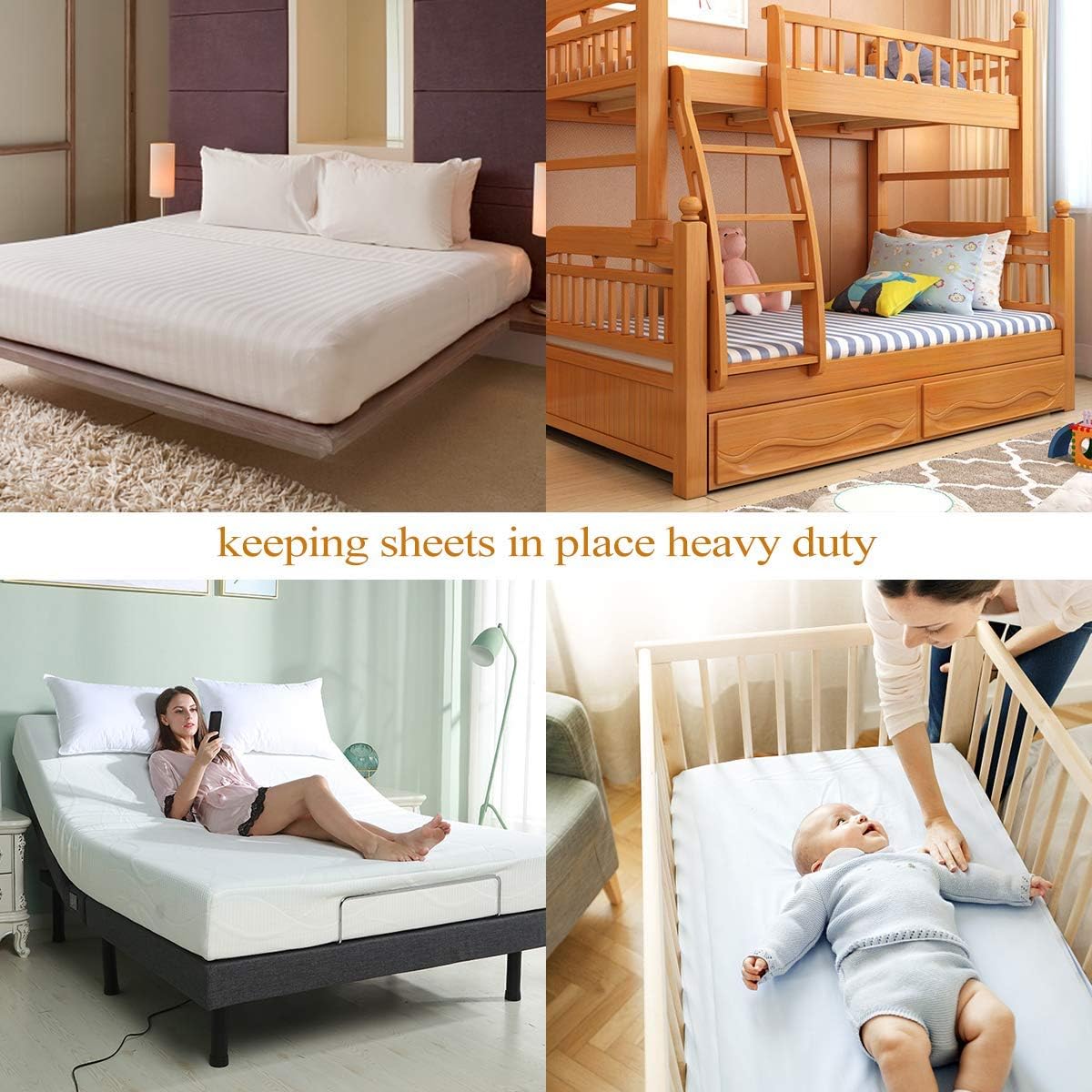 ZHOUBIN Sheet Suspenders Clips, Bed Sheet Straps Mattress Sheet Holders for Twin, Full, Queen, King - Keep Sheets in Place Corner Sheet Grippers Fasteners Sheet Stays