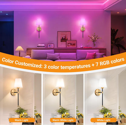 Nekhung Battery Operated Wall Sconce, Peel and Stick Sconces Set of 2