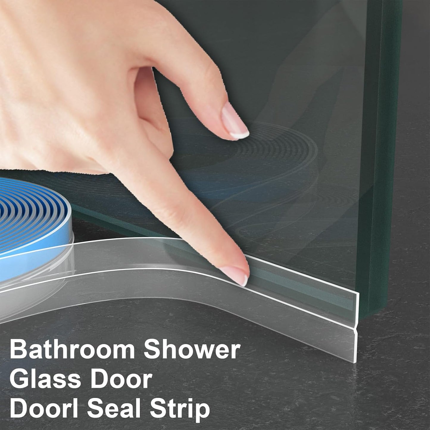 Weather Stripping Door Seal, 20 Ft Shower Door Seal, Clear, 1 in | Flexible door sweep for frames, fits doors, windows, and glass showers, seals gaps up to 0.5", blocks air leaks and dust