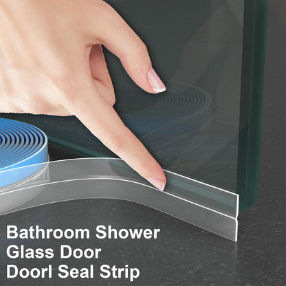 Weather Stripping Door Seal, 20 Ft Shower Door Seal, Clear, 1 in | Flexible door sweep for frames, fits doors, windows, and glass showers, seals gaps up to 0.5", blocks air leaks and dust