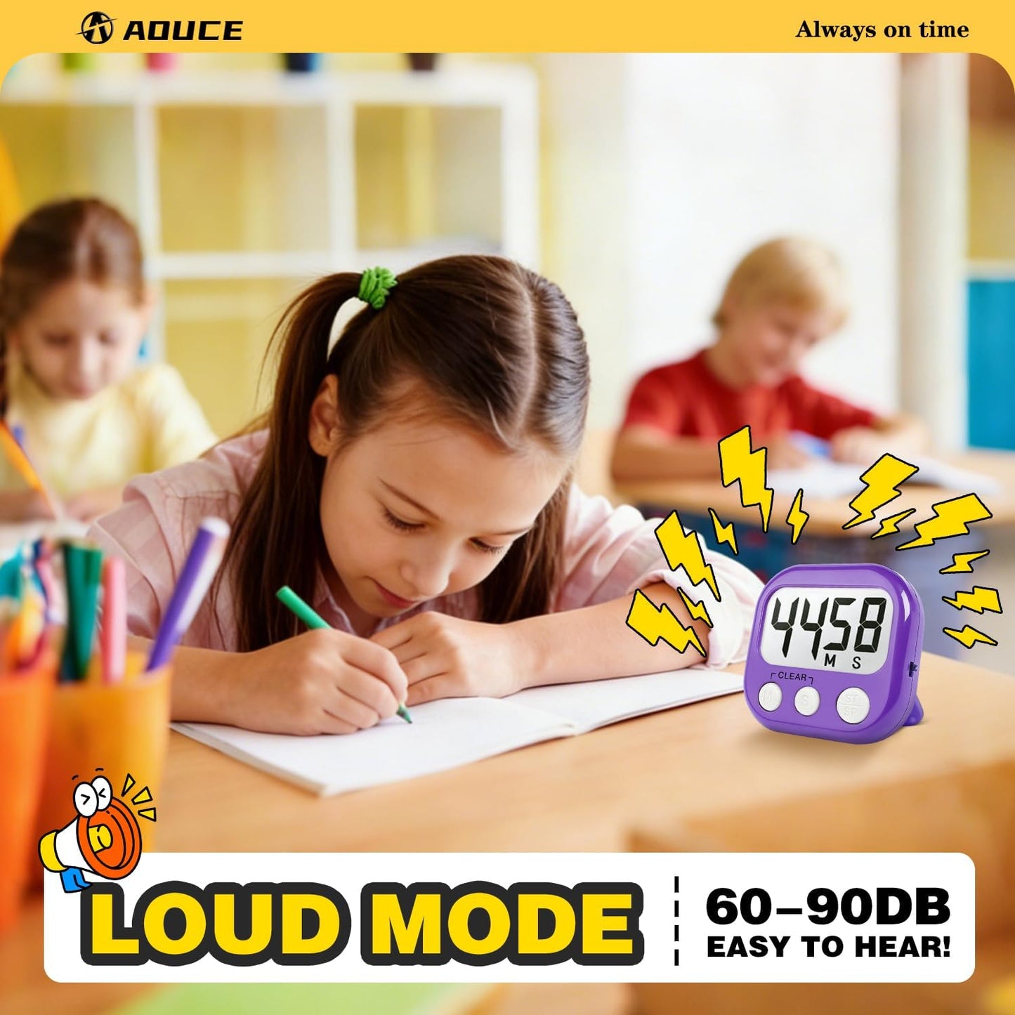 AOUCE Digital Timer for Kids Classroom Timers for Teacher 2 Pack Blue Green | Large Screen, Strong Magnetic, Loud Alarm, Countdown, Pomorodo, Stopwatch, Kitchen Timers for Cooking, Teacher Supplies