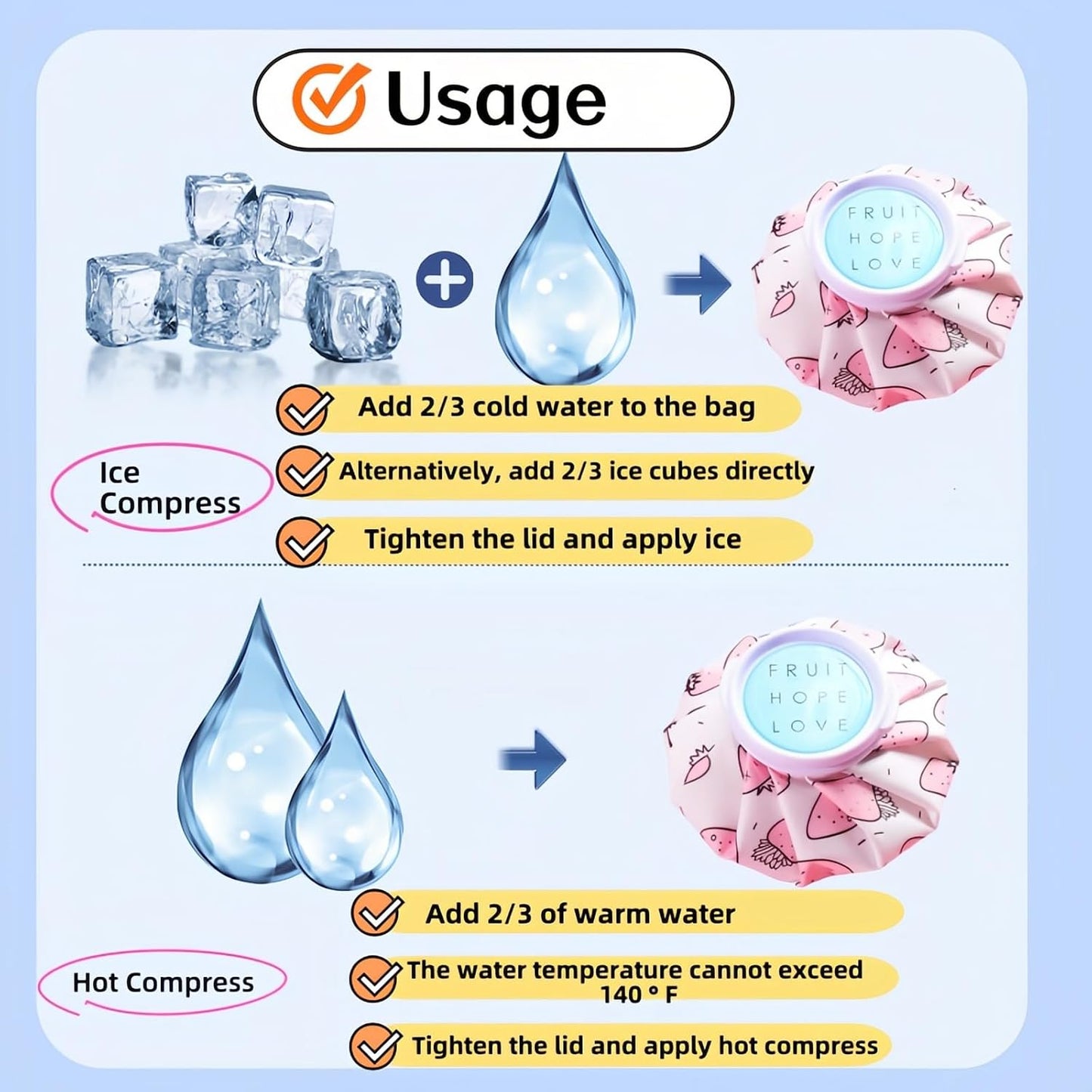 Hot and Cold Reusable Ice Bag for Sport Injuries Ice Pack for Injuries, Hot & Cold Therapy, Teeth Pain Cold Pack, Headaches Cold Ice Bag Hot Cold Therapy for Head Shoulder Back Knee 2PCS