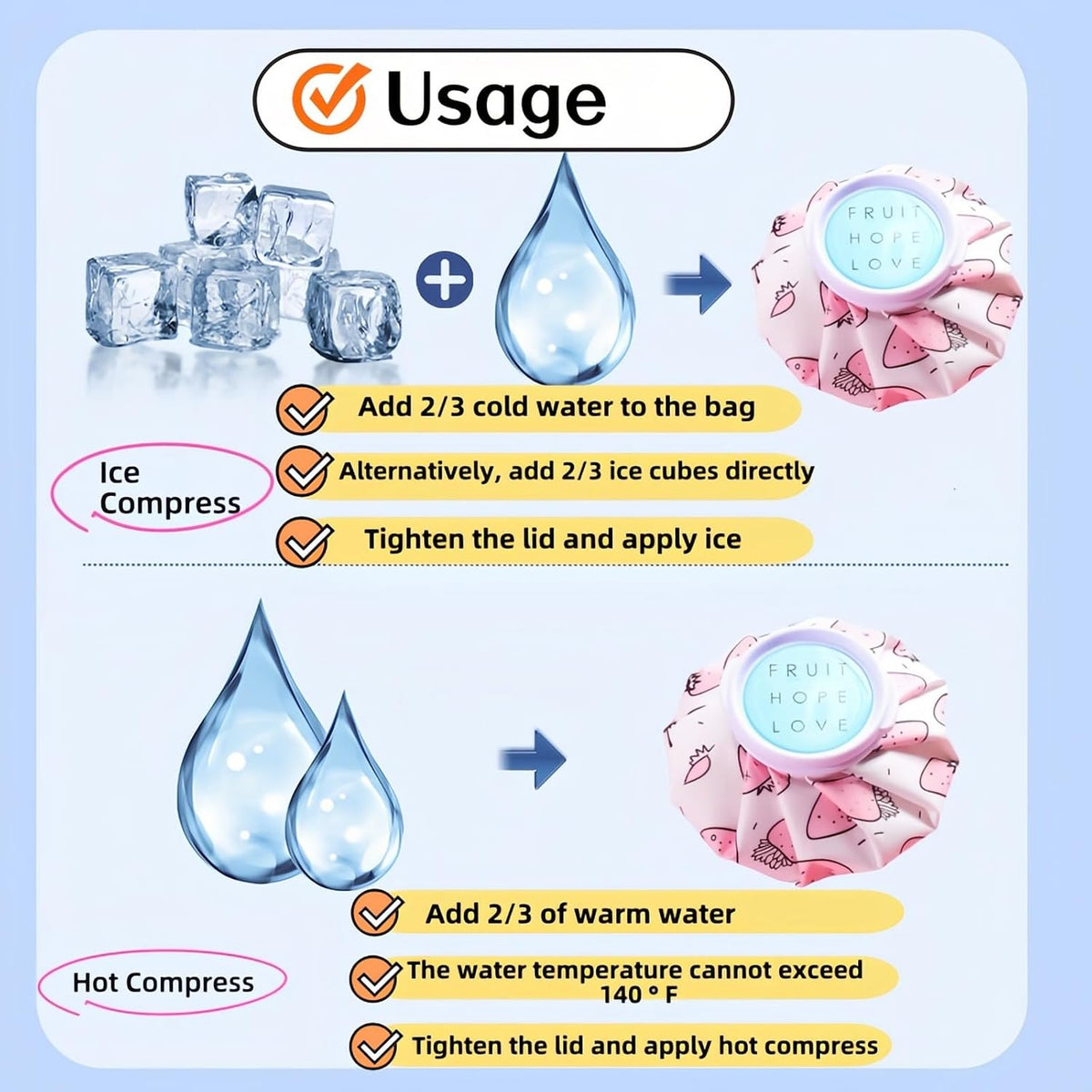Hot and Cold Reusable Ice Bag for Sport Injuries Ice Pack for Injuries, Hot & Cold Therapy, Teeth Pain Cold Pack, Headaches Cold Ice Bag Hot Cold Therapy for Head Shoulder Back Knee 2PCS