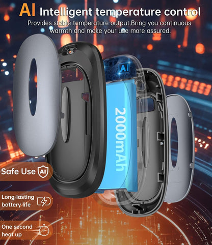 Hand Warmers Rechargeable with 10000mAh Charging Case, 2000mAh Portable Hand Warmers 2 Pack, Reusable Electric Pocket Heater for Hunting, Camping Gear, Outdoors, Gifts
