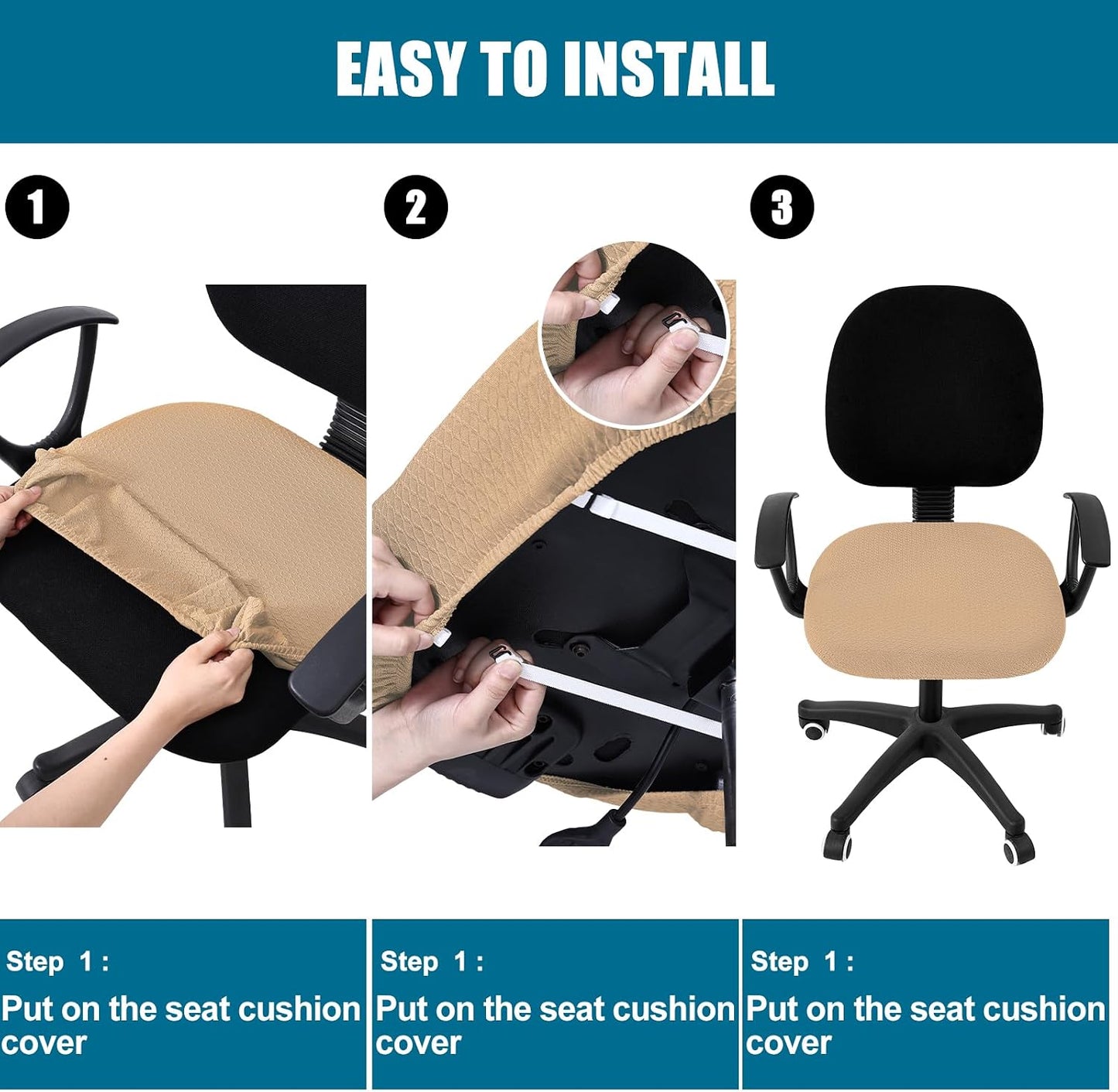 Smiry Office Computer Chair Armrest Covers, 2PCs Anti-dust Arm Rest Pad | Removable Washable Desk Chair Arm Pad Covers, Grey