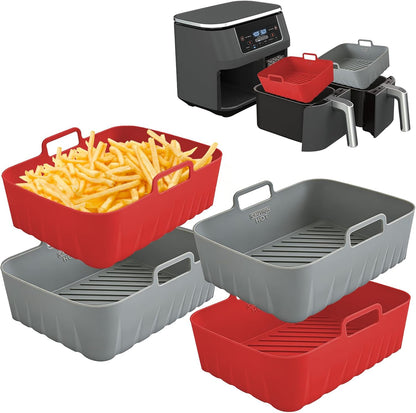 Golden Associate Silicone Liners Square for 8 to 8.5 inch Air Fryer, 2 Pcs Non-stick Food-grade Reusable Basket Baking Tray Airfryer Accessories