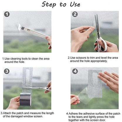 Window Screen Repair Tape Mesh Pacth Tape Strong Adhesive Waterproof 2in x 6.56ft for Windows Door