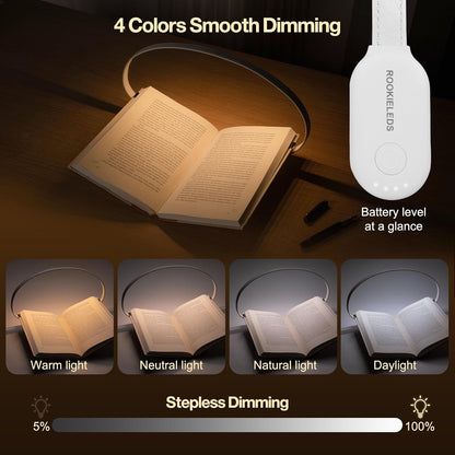 ROOKIELEDS Full-Page Reading Light, 70-Hour Rechargeable Clip-on Book Light