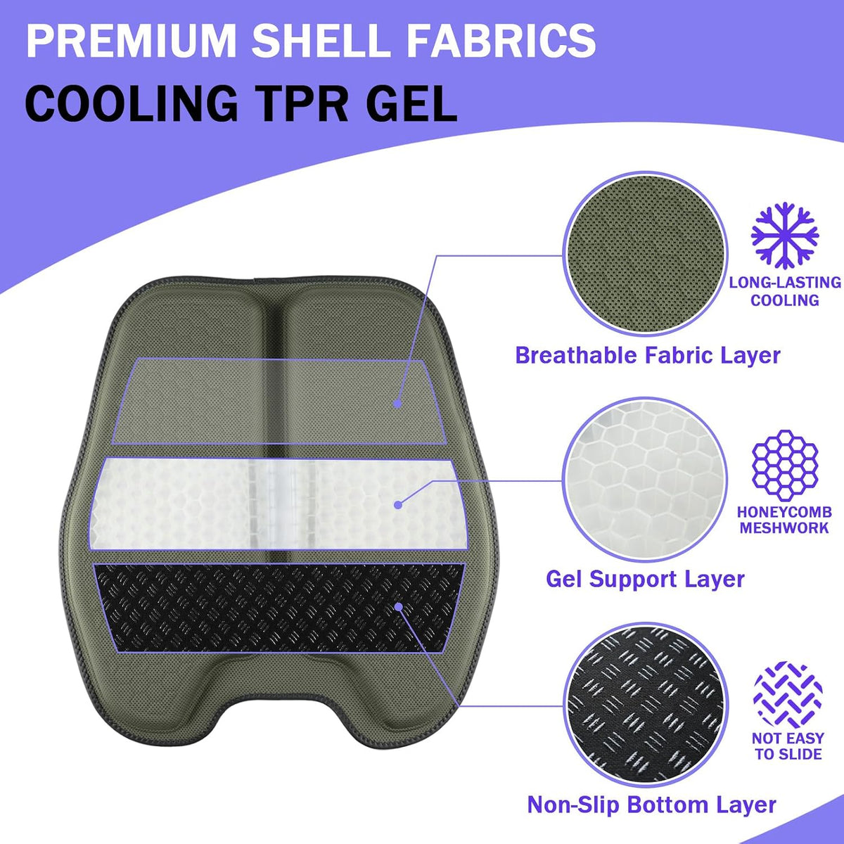 Soft Thin Gel Seat Cushion with 1 Inch Gel - Sciatica Relief