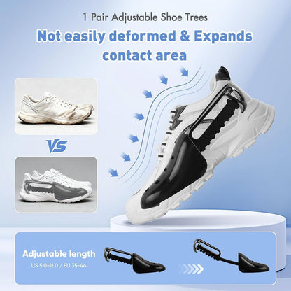 2 Pack XXL Shoe Washing Machine Bag, 700 GSM Heavy Duty Shoes Cleaning Bag with Anti-Tangle Mesh Pocket, 2 Adjustable Shoe Trees Keep Shape, Reusable Sneaker Laundry Bag for Frequent Wash, White
