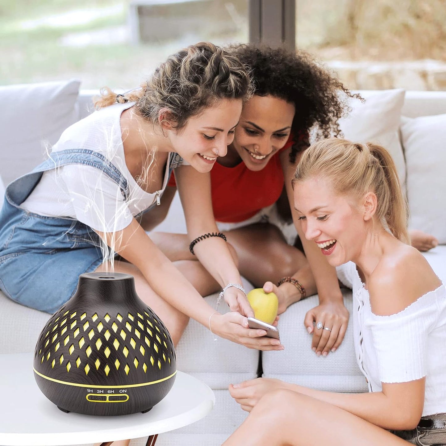 SPLITSKY 400ml Aromatherapy Diffuser with 6 Essential Oils and Timer | Quiet ultrasonic diffuser with 7-color LED lighting, timer options and waterless auto shut-off for bedrooms and offices.