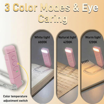 USB Rechargeable Book Light, Portable Clip-on LED Reading Light, Reading Lights for Books in Bed with 3 Amber Colors & 5 Brightness Dimmable, Compact & Long Lasting, Perfect for Book Lovers (Green)