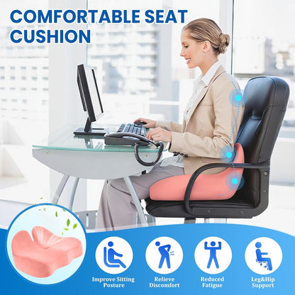 CushZone Ergonomic Seat Cushion, Sciatica Support for Office Chair, Black