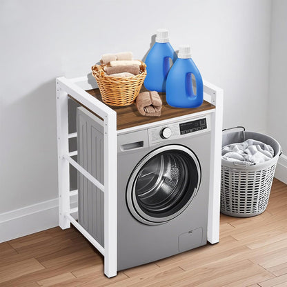 Heavy Duty Steel Shelf Over Washer and Dryer, Portable Washer and Dryer Stand, Laundry Room Organizer with Adjustable Laminate, Washing Machine Shelf for Bathroom and Laundry Room (Black-A)