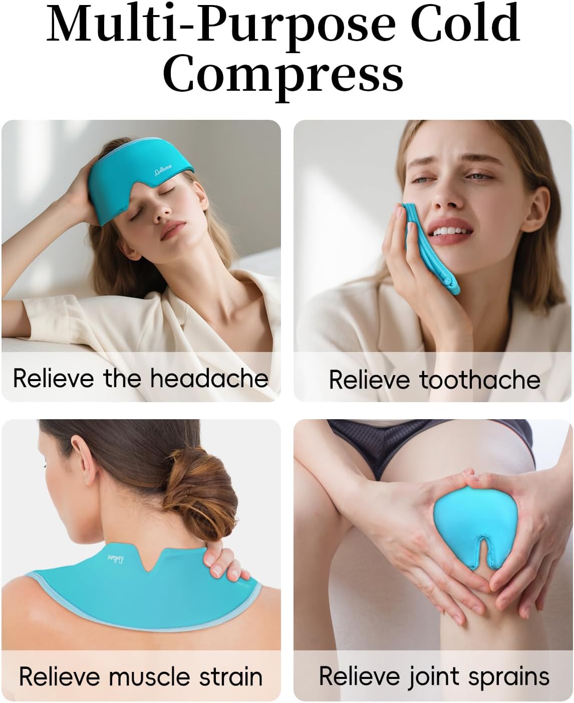 Cooling Eye Mask for Puffy Eyes, FSA Eligible HSA, Headache and Migraine Relief Gel Eye Mask, for Headache, Puffiness, Eye Strain, Reusable Face Ice Pack for Post-Surgery Care, Deep Blue