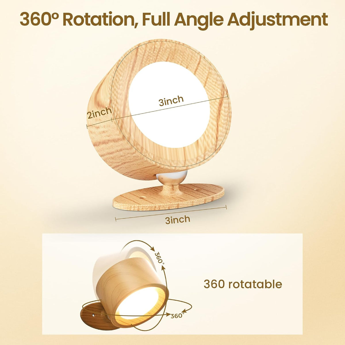Wall Mounted Lamp, Battery Operated Wall Lights, Wood