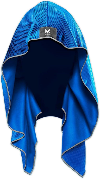 MISSION Cooling Hoodie Towel, Evaporative Cool Technology, Cools Instantly When Wet, UPF 50 Sun Protection, Contours Your Head to Stay in Place, Great for Sports, Fitness, Gym