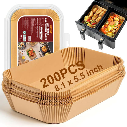 HONYAO Air Fryer Paper Liners for Dual Zone Airfryer, 8.1x5.5 inch