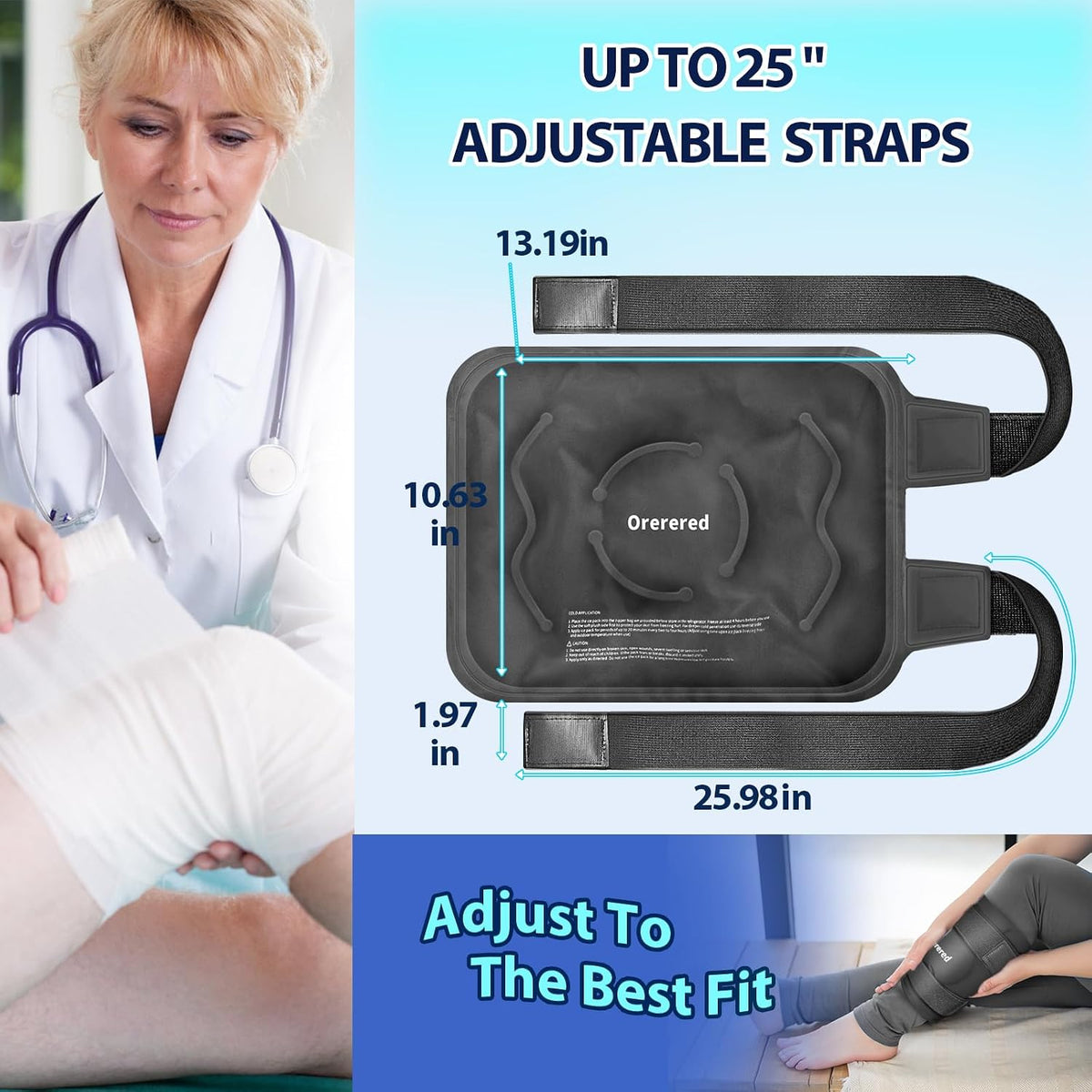 Ice Packs for Injuries Reusable Knee Gel Ice Pack Wrap for Swelling Black