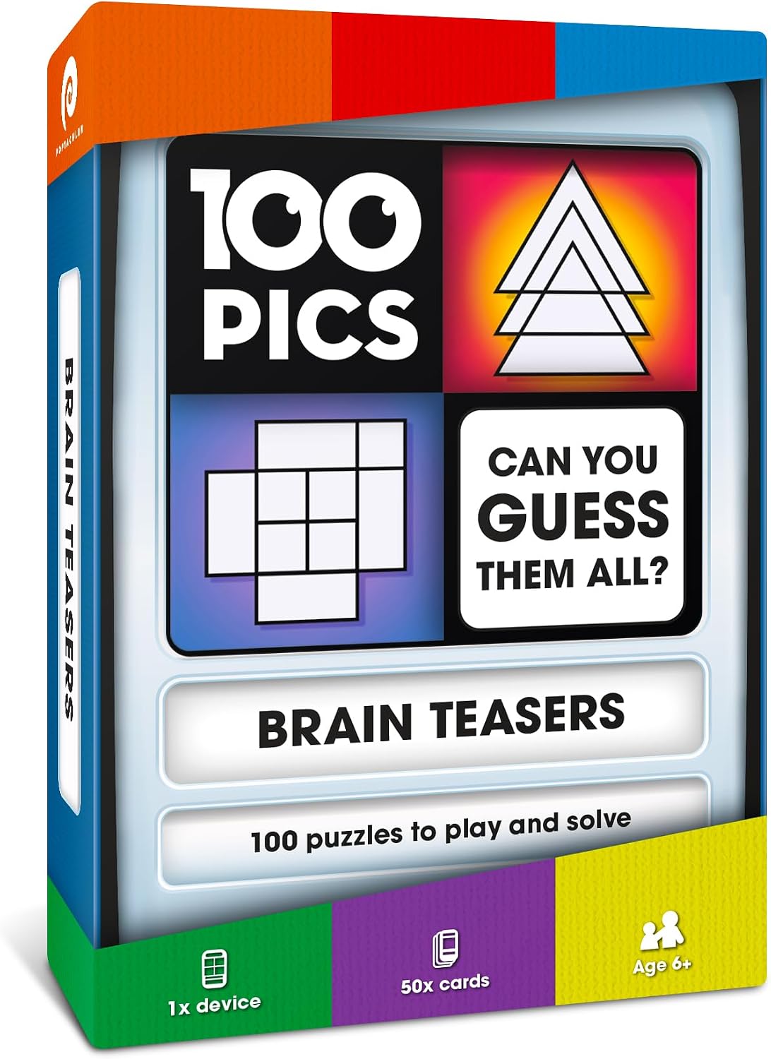 Logos Travel Game - Guess 100 Logos | Flash Cards with Slide Reveal Case | Card Game, Gift, Stocking Stuffer | Hours of Fun for Kids and Adults | Ages 6+