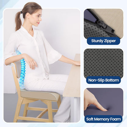 SweetSlubr Seat Cushion, Chair Pad, Memory Foam Large Cushion | Office Chair Cushion for Tailbone Pain Relief, Non-Slip Cover, Soft Support for Office Chair, Car Seat, Airplane,Large/Black