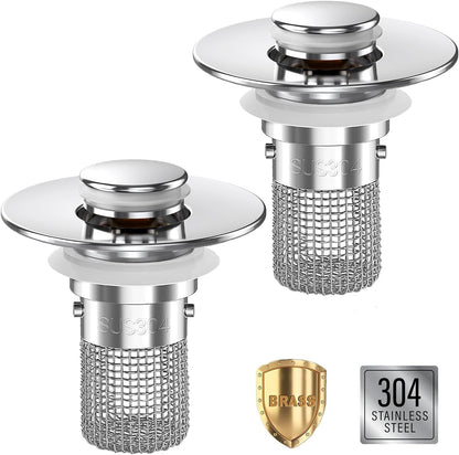 Bathroom Sink Drain Strainer, Pop-up Sink Drain Strainer with Removable Stainless Steel Strainer Basket Hair Catcher, Bathroom Sink Strainer for Bathroom Sink Stopper Replacement(1PCS)