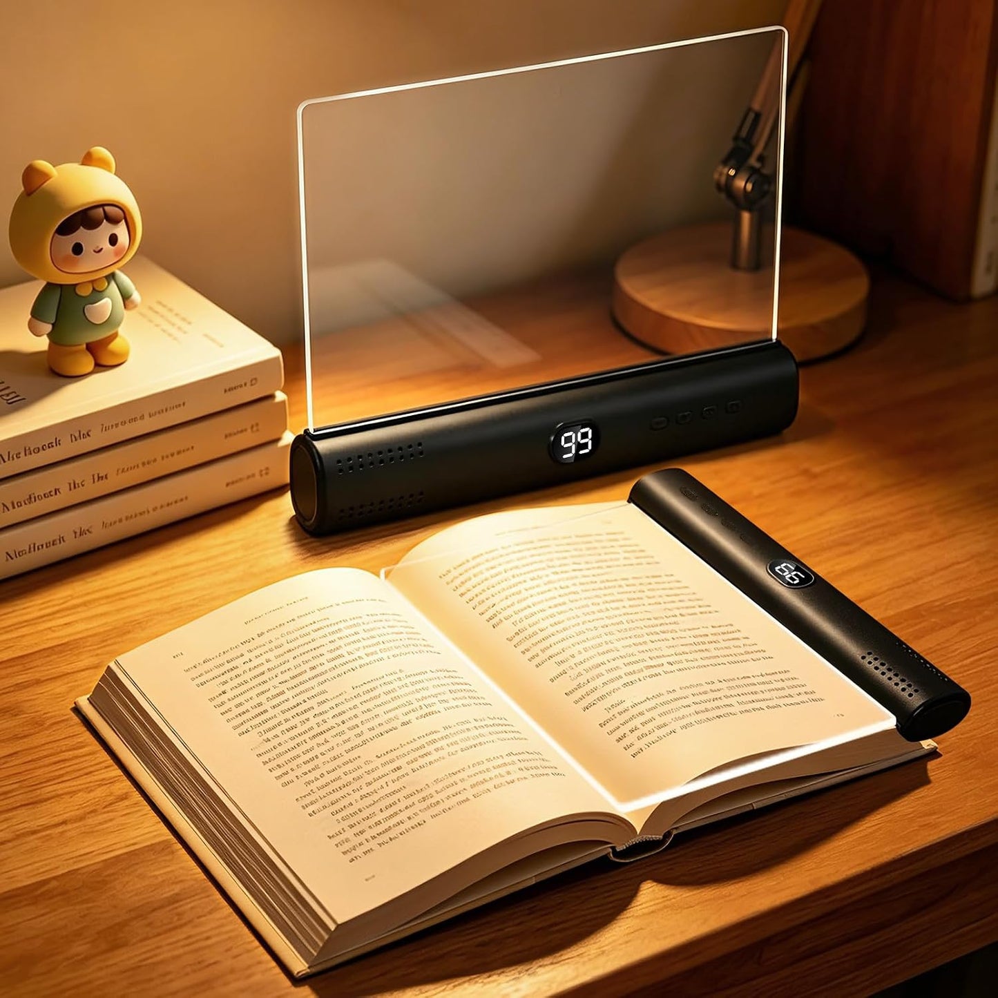 Flat LED Book Light Rechargeable Portable Reading Lamp with 3 Color Temperatures Stepless Dimming Eye Protection Night Reading Light for Bed and Travel (White)