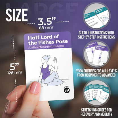 [2-PACK] Yoga & Stretching Exercise Cards with 121+ Poses and 26 Complete Routines - Large 5"x3.5" Waterproof Fitness Deck for Daily Flexibility Training, Perfect for Women & Men, All Levels