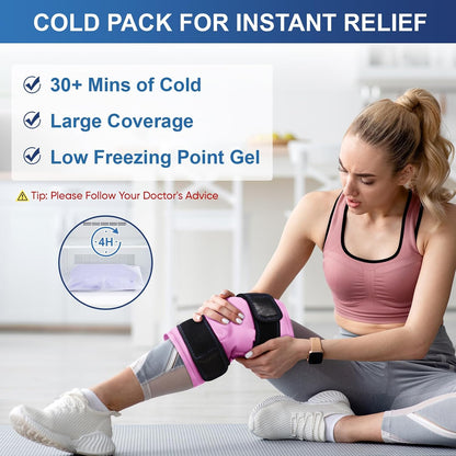 APEXUP Ice Pack for Knee Pain Relief, Large Reusable Wrap After Surgery, Flexible Gel Cold Pack for Injuries, Pain Relief for Back, Shoulder, Elbow, Ankle and Leg (Blue, L, 1PK)
