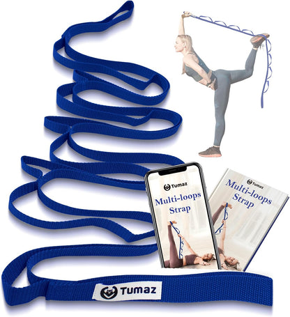 Stretching Strap, 10-Loop Non-Elastic Yoga Strap | Designed for stretching, yoga, Pilates and rehab with 10 loops, durable webbing and a longer 79-inch design