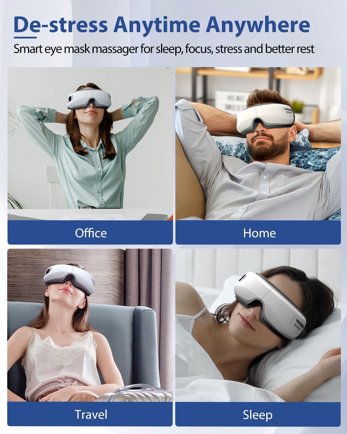 Eye Massager with Heat & Bluetooth Music, Birthday Gift for Dad Mom Men Women, Heated Eye Mask for Migraines Relief, Reduce Strain, Headache Relief and Improve Sleep, Eye Care Device