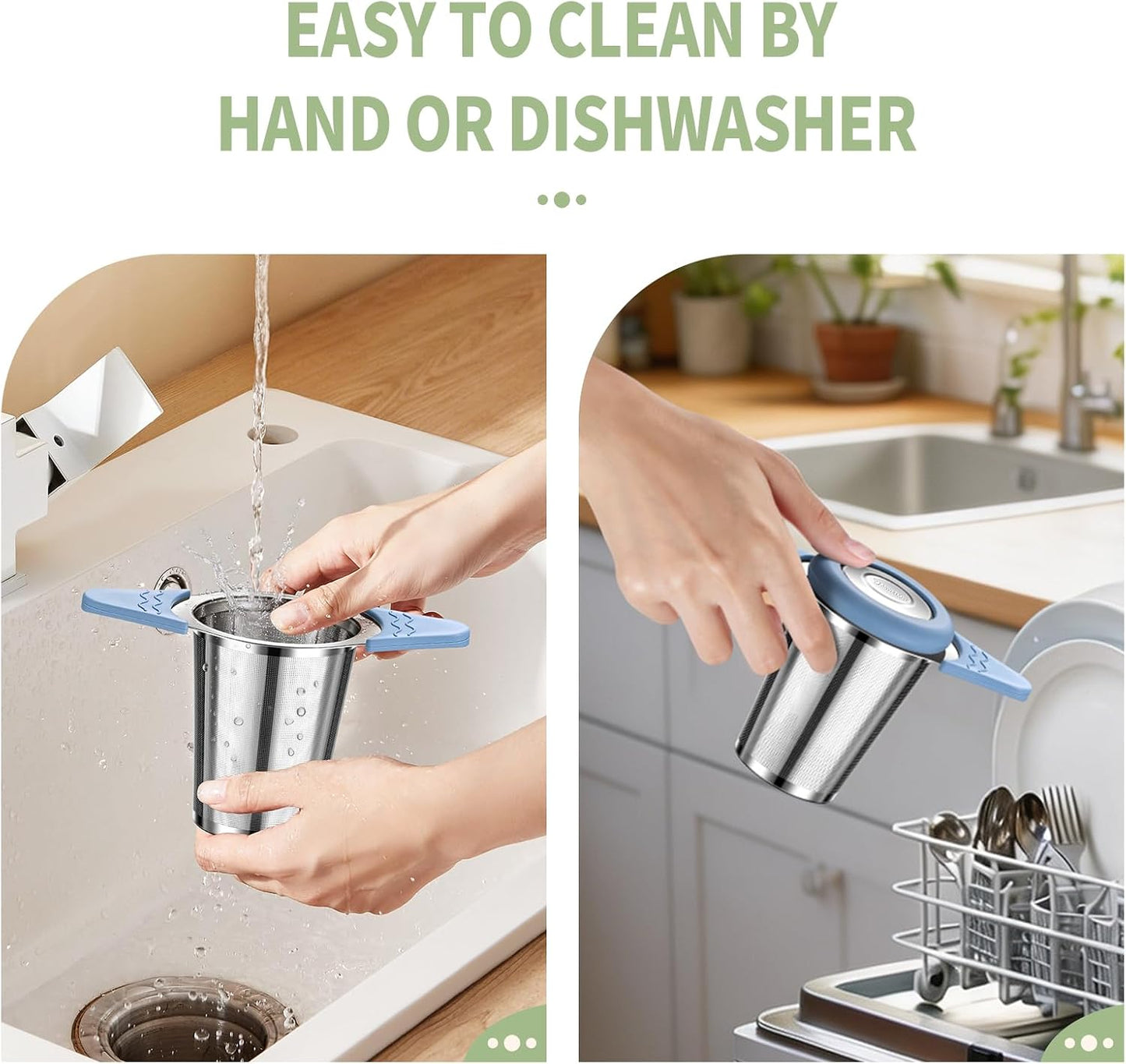Tea Infuser for Loose Leaf Tea, ASWETMEL Stainless Steel Tea Infuser with Heat Proof Silicone Handles, Extra Fine Mesh Tea Strainers Filter Fine Tea Leaves Effectively, Fits Tea Pots, Mugs, Cup