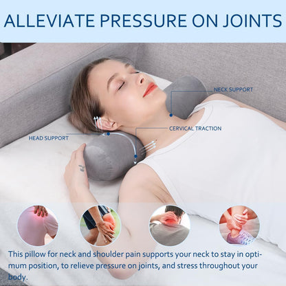 Neck Roll Pillow, Cervical Neck Pillow Bolster Pillow for Sleeping | Cotton neck roll, machine-washable cover, supports neck, legs, back & sleeping, slim bolster for bed & yoga