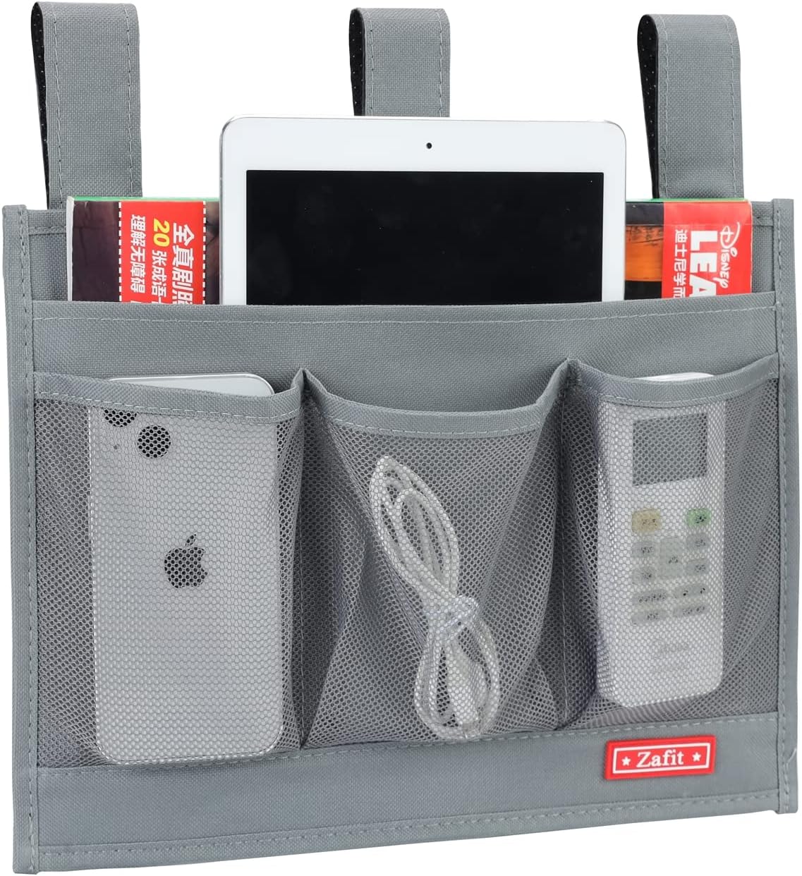 Zafit Hanging Bedside Caddy, Bedside Storage Organizer for Magazine, Phone, Remote control (Classic4 Pockets-Black)