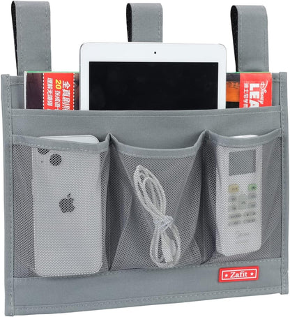 Zafit Hanging Bedside Caddy, Bedside Storage Organizer for Magazine, Phone, Remote control (Classic4 Pockets-Black)