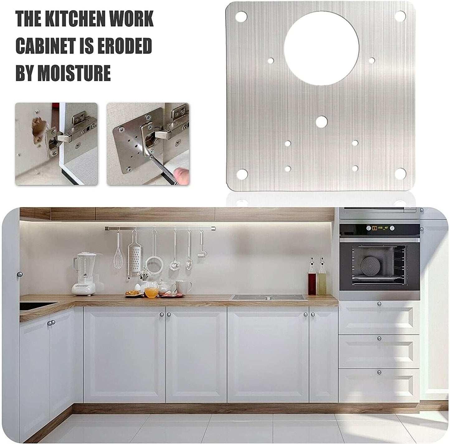 Cabinet Hinges Repair Plate,Stainless Steel Hinge Repair Brackets Kit,Kitchen Cupboard Door Hinge Repair Plate Kit Includes Fixing Screws,Protect Wooden Kitchen Cabinet Door,Furniture(2 PCS)…