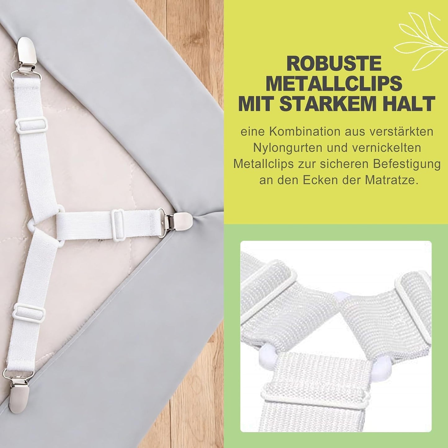 4 Pack Triangle Bed Sheet Holder Straps, Adjustable Mattress Sheet Fasteners and Clips for Fitted Sheets, Elastic Sheet Grippers Suspenders for Twin, Full, Queen, King Size Beds, White
