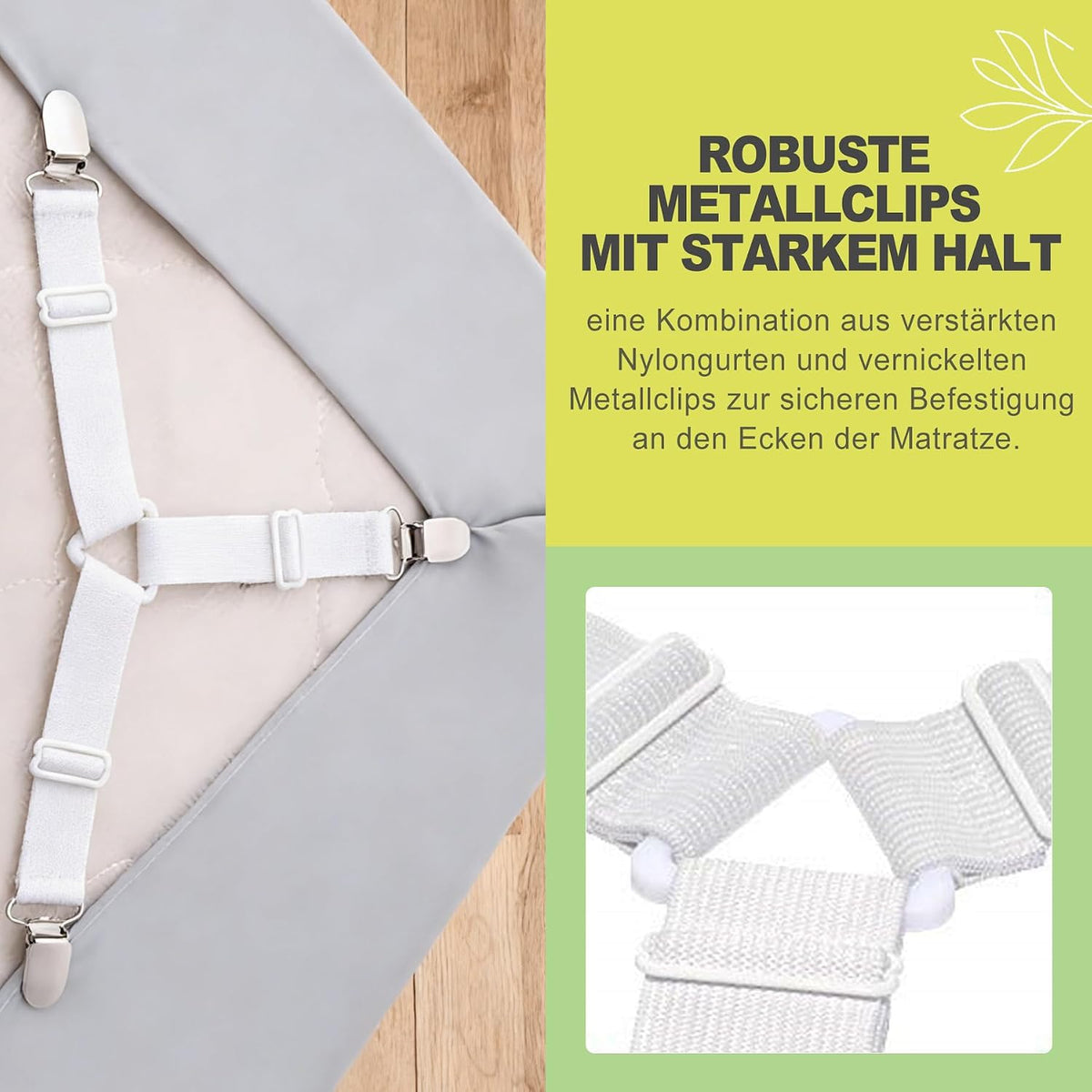 4 Pack Triangle Bed Sheet Holder Straps, Adjustable Mattress Sheet Fasteners and Clips for Fitted Sheets, Elastic Sheet Grippers Suspenders for Twin, Full, Queen, King Size Beds, White