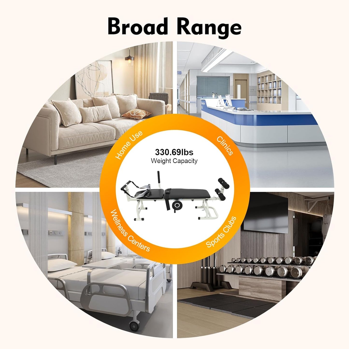 Decompression Table, Spinal Decompression Machine with Base & Safety Belt Decompression Back Stretcher Traction Table Adjustable Decompression & Stretch Table for Tension Relief