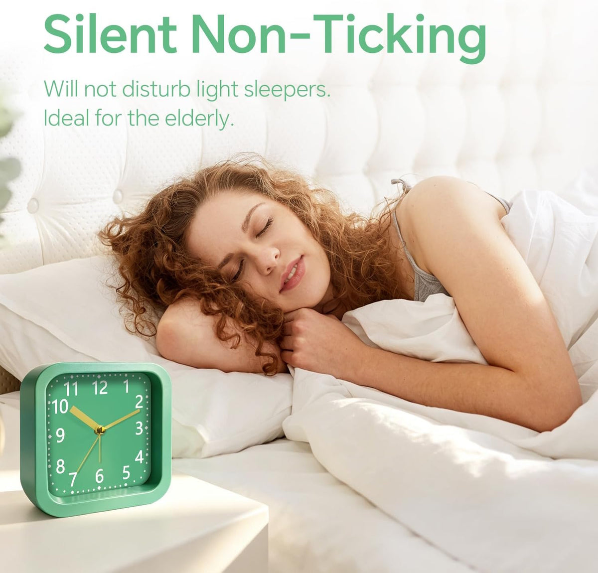 Loud Alarm Clock for Heavy Sleepers, 4.5" Simple Square Analog Alarm Clocks with Silent Movement Battery Operated Easy-to-Read Dial, Plastic Small Desk Clock for Bedroom Teens Seniors, Black