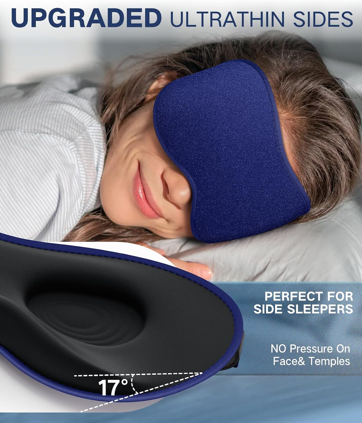 Vynix® Sleep Mask for Men Women-Eye Masks for Side Sleepers, 3D Contoured Night Blindfold 100% Blockout Pressure-Free, Soft Lightweight Breathable Eye Cover Shade Sleeping for Airplane, Travel, Black