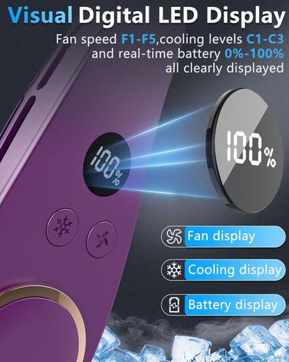 Neck Fan with Cooling Plate-24H Quiet Powerful Fans that Blow Cold Air-5 Speed&Power LED Display-USB 5500mAh Bladeless Wearable Personal AC Cooler for Women,Men,Kids,Travel,Outside,Indoor White