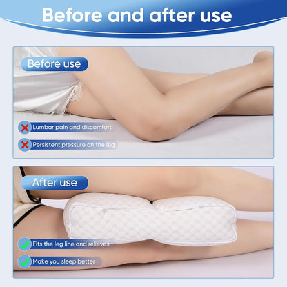 MINUPWELL 6.5" Knee Pillow for Side Sleepers - 100% Shredded Memory Foam Leg Pillow for Side Sleeping - Between Leg & Under Hip Pillow - Relieving Leg, Back, and Knee Pain - High Supportive